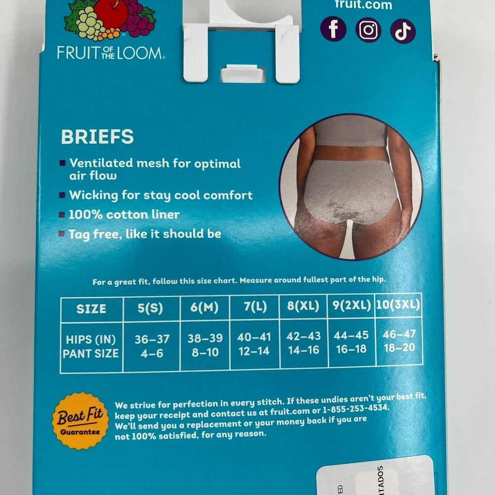 Fruit of the loom breathable micro-mesh women's briefs cooling underwear 5 S